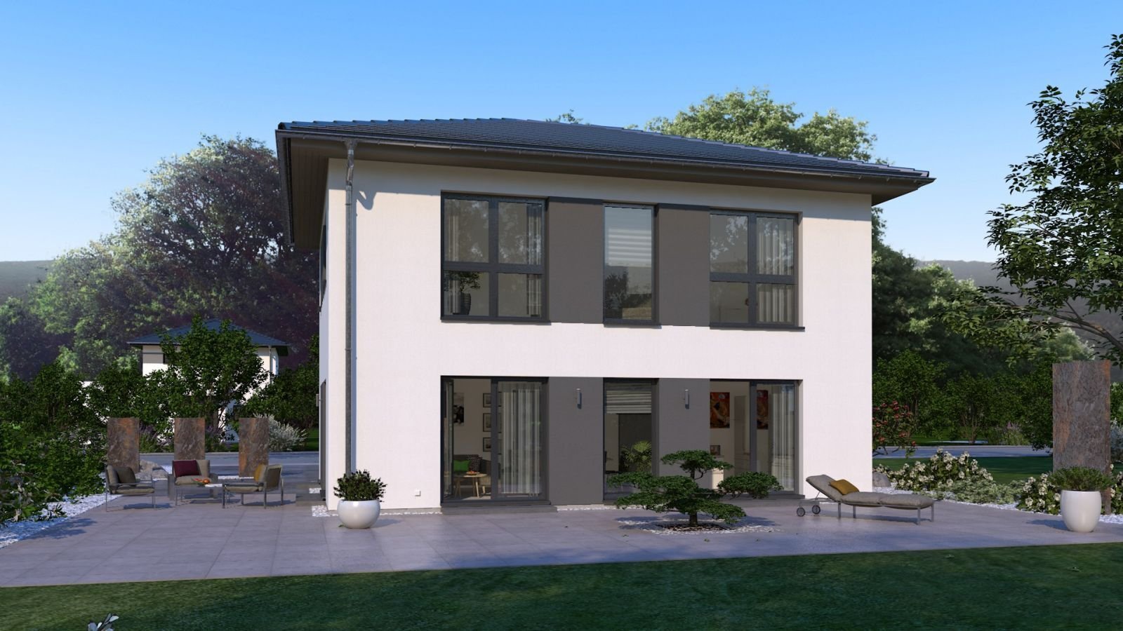 MODERNES WOHNHAUS MIT ELEGANTEM WALMDACH MODERNES WOHNHAUS MIT ELEGANTEM WALMDACH